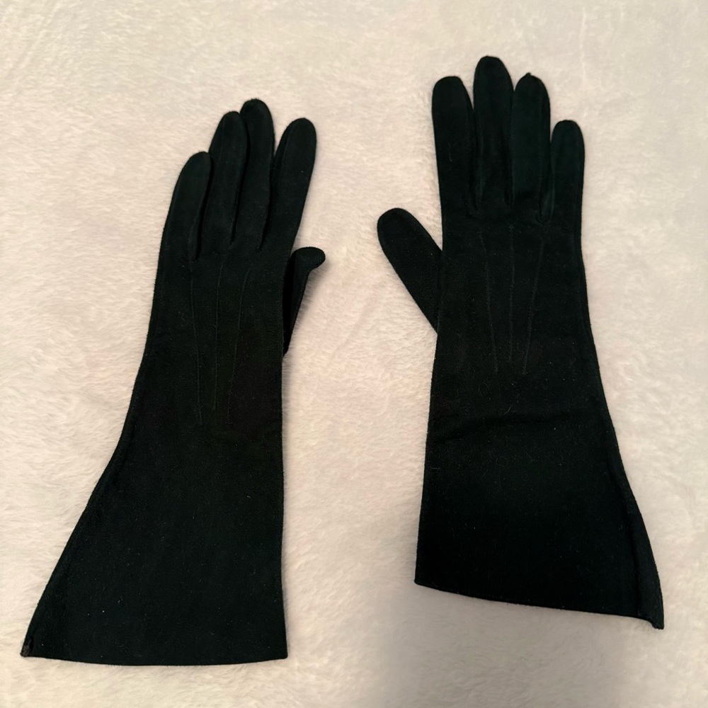 Vintage Dark Green Suede Women's Gloves